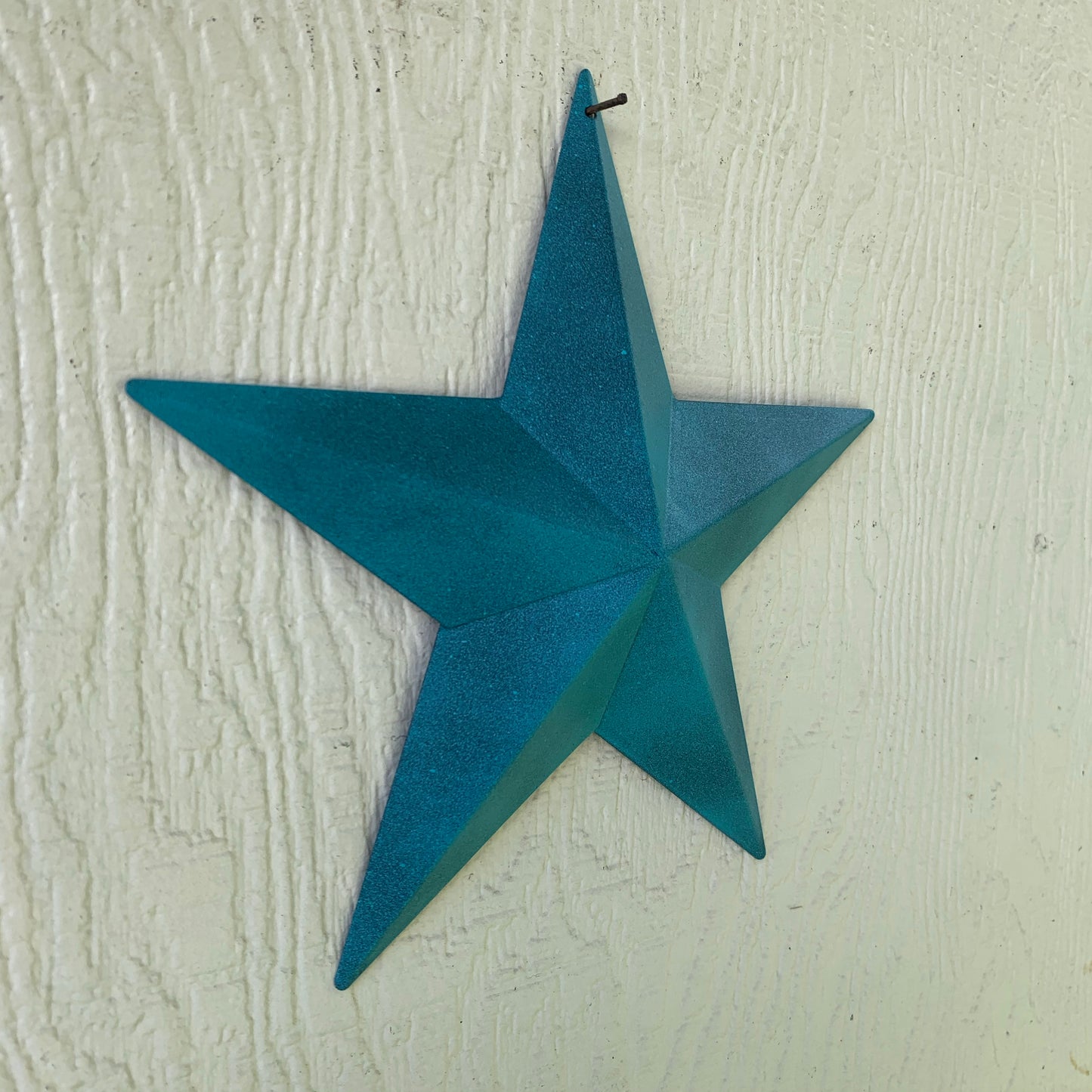 #EH10474 RUSTIC TURQUOISE DISTRESSED TWO TONE BARN METAL STAR WESTERN HOME DECOR ART NEW