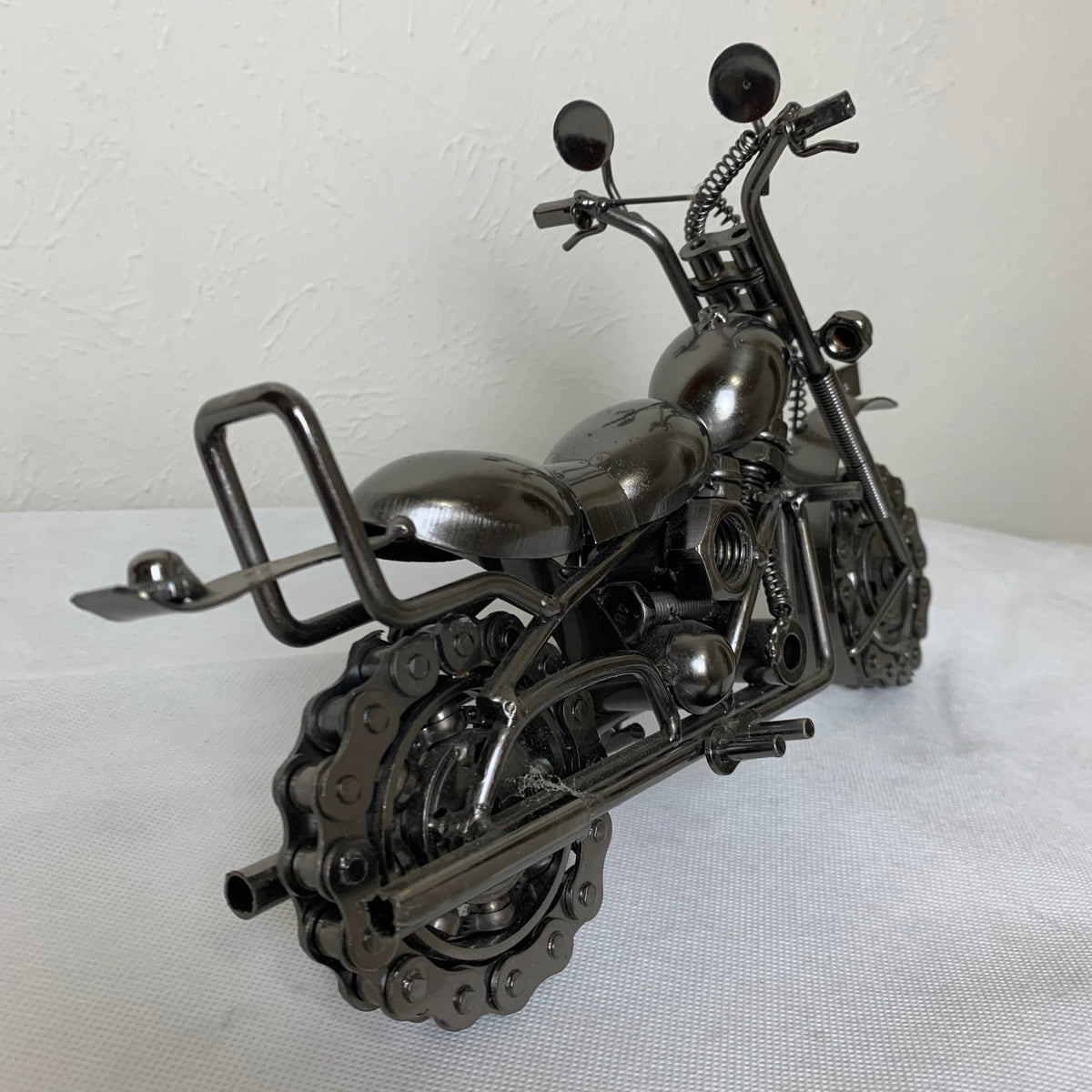 12" HARLEY STYLE MOTORCYCLE GUN METAL WESTERN HOME BAR DECOR NEW