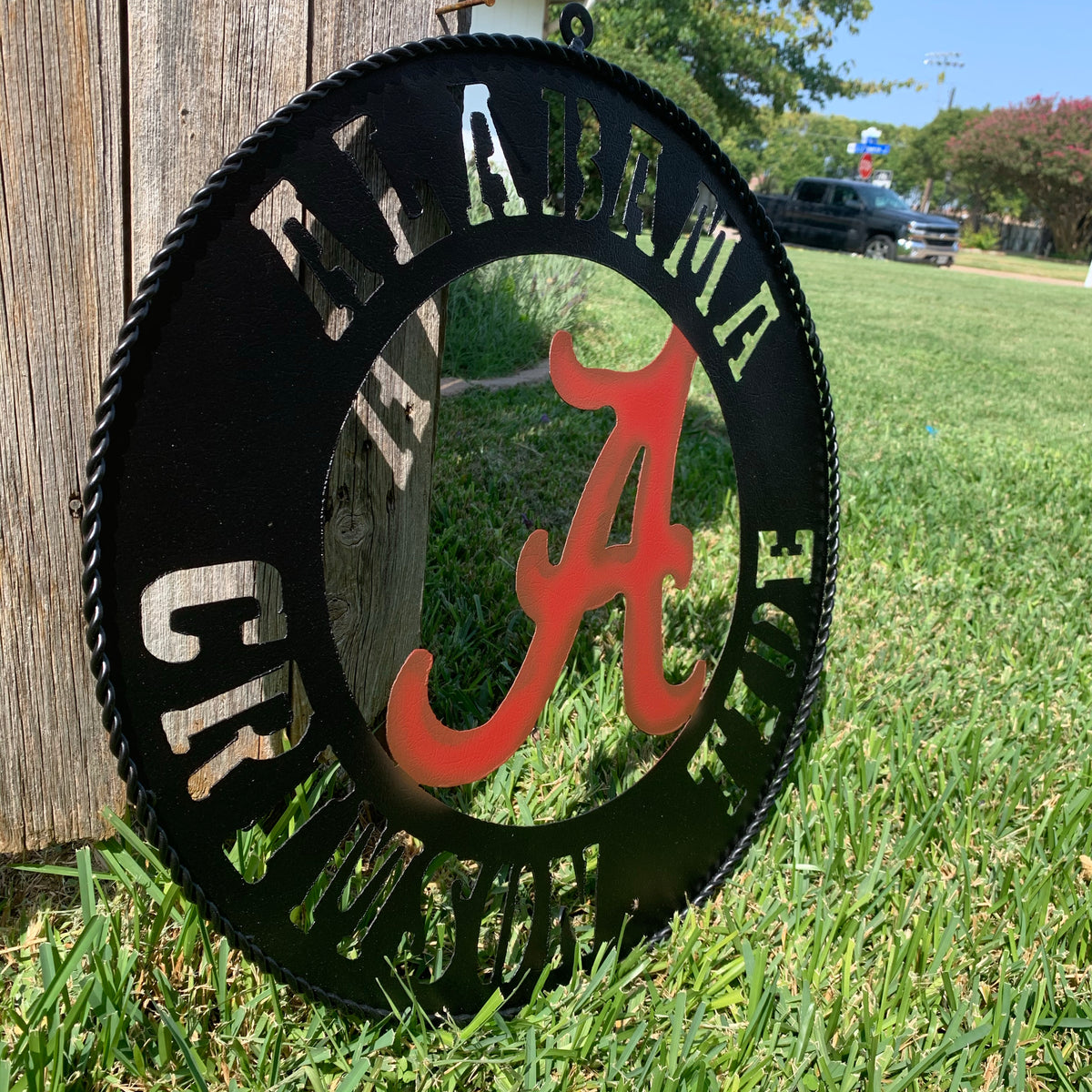 ALABAMA CRIMSON TIDE WIDE BAND RING CUSTOM METAL VINTAGE SIGN TEAM HANDMADE