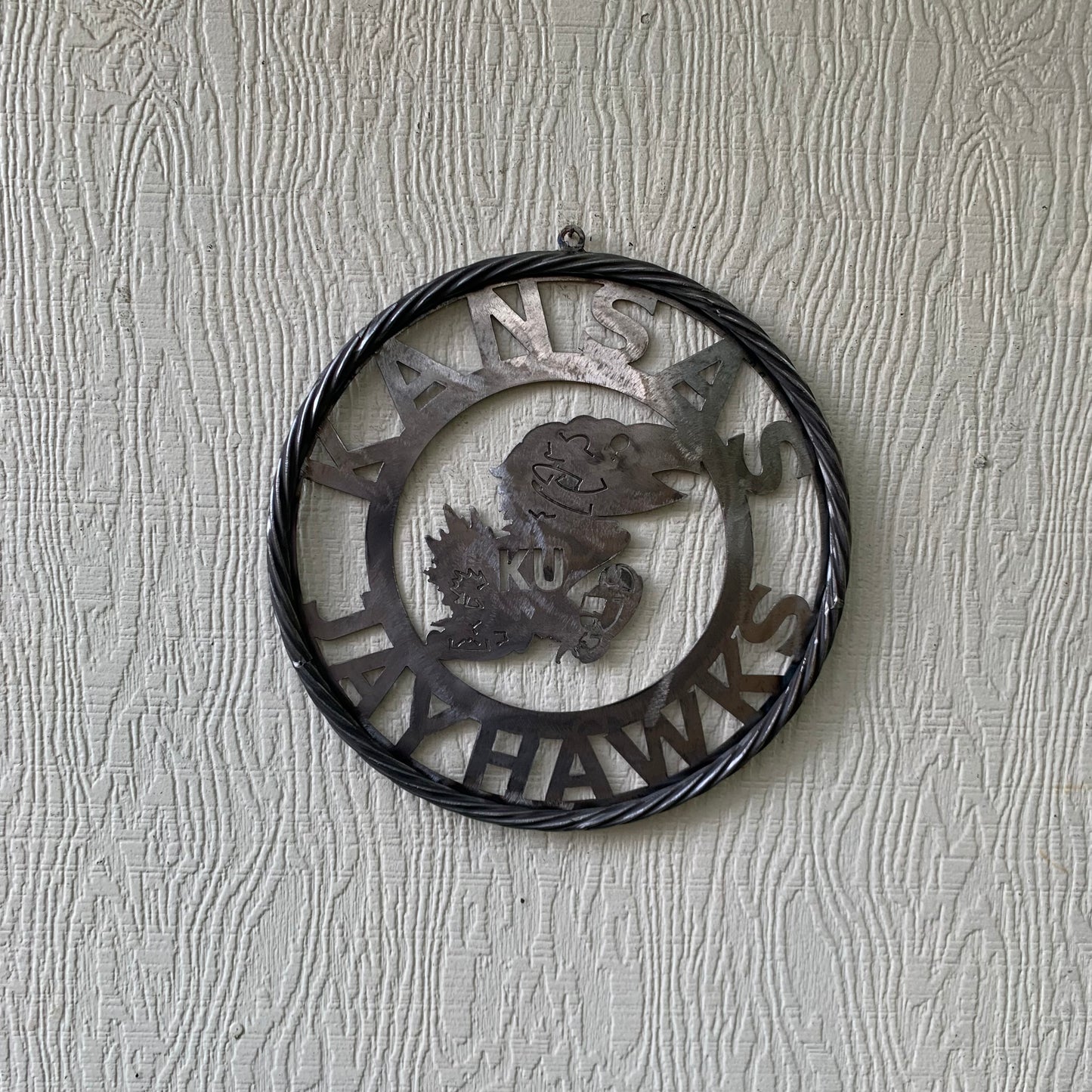 KANSAS JAYHAWKS RAW METAL CUSTOM VINTAGE CRAFT WALL ART TEAM SIGN HANDMADE