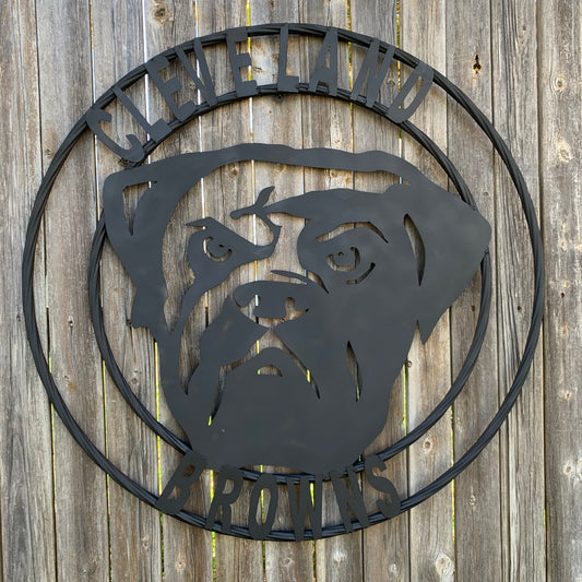 CLEVELAND BROWNS METAL CUSTOM VINTAGE CRAFT ART HANDMADE RUSTIC BLACK