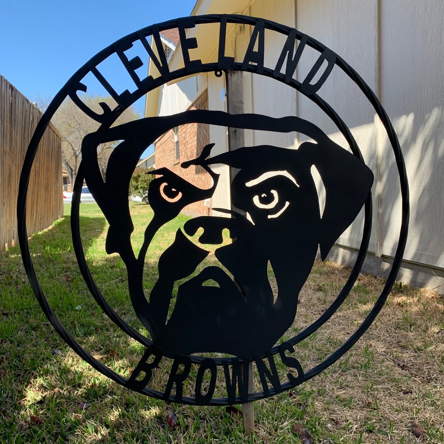 CLEVELAND BROWNS METAL CUSTOM VINTAGE CRAFT ART HANDMADE RUSTIC BLACK