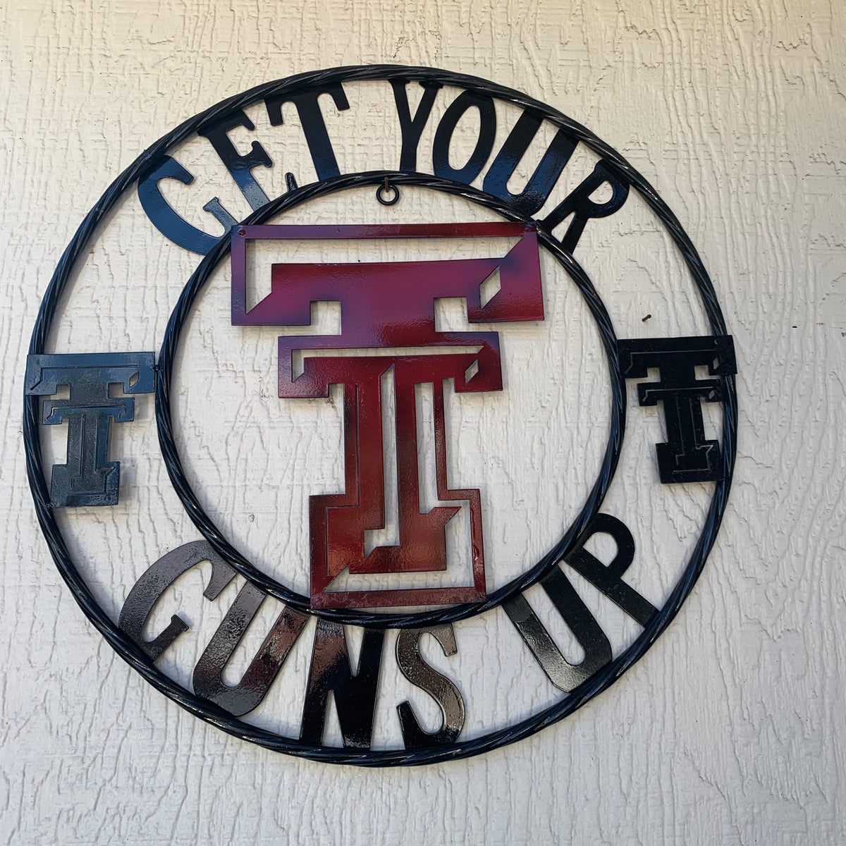 12", 18", 24", 32" GET YOUR GUNS UP TEXAS TECH CUSTOM METAL VINTAGE CRAFT TEAM SIGN