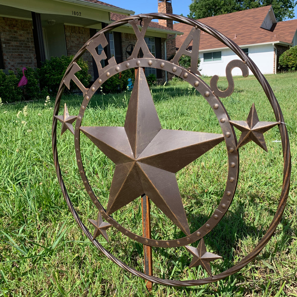 24" TEXAS BEADED COLIBROX BARN STAR METAL LONE STAR WESTERN HOME DECOR HANDMADE RUSTIC BRONZE COPPER NEW