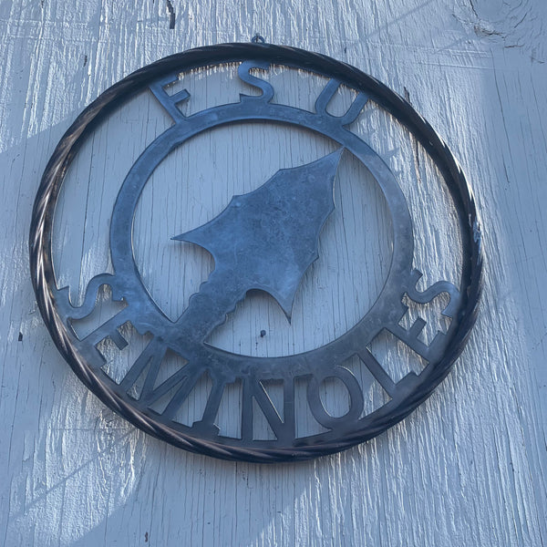 FSU SEMINOLES FLORIDA SPEAR CUSTOM RAW METAL VINTAGE CRAFT TEAM SIGN HANDMADE