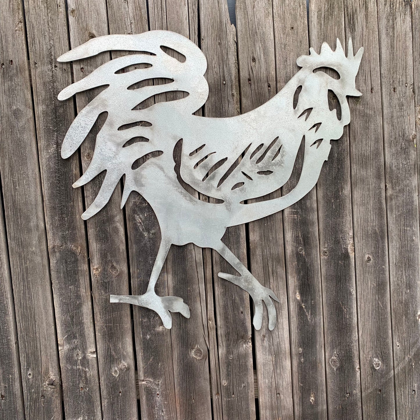 28"  X 28" CUSTOM ROOSTER LASERCUT ART WITH RING DESIGN WESTERN METAL ANIMAL ART HOME WALL DECOR BRAND NEW