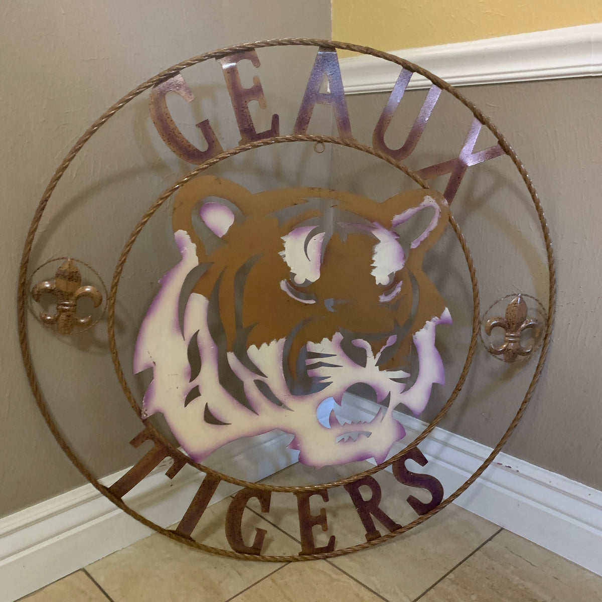 12",18", 24", 32", 36" GEAUX TIGERS CUSTOM METAL VINTAGE CRAFT SIGN TEAM HANDMADE