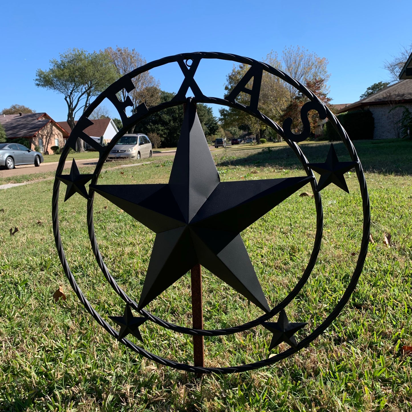 24" TEXAS BLACK STAR BARN STAR METAL ART WESTERN HOME DECOR VINTAGE RUSTIC BLACK