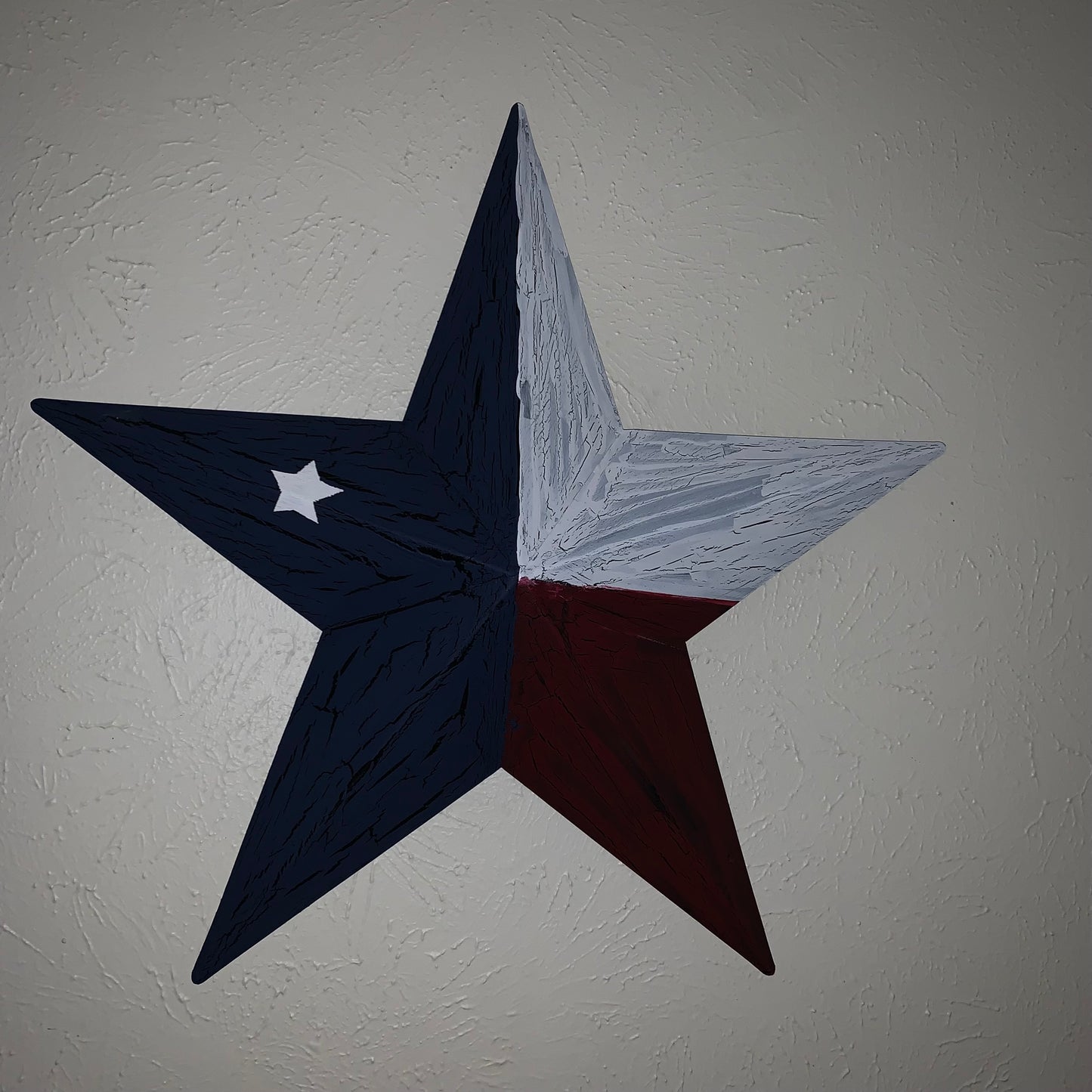 CRACKLE STYLE RED WHITE & BLUE METAL BARN STAR METAL WALL ART WESTERN HOME DECOR RUSTIC NEW