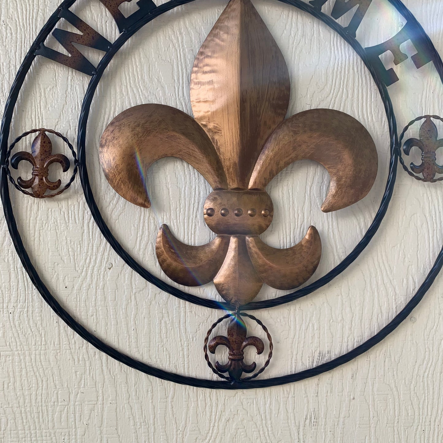 24", 32" WELCOME FLEUR DE LIS METAL WALL ART WESTERN HOME DECOR GOLD & BLACK #EH10251