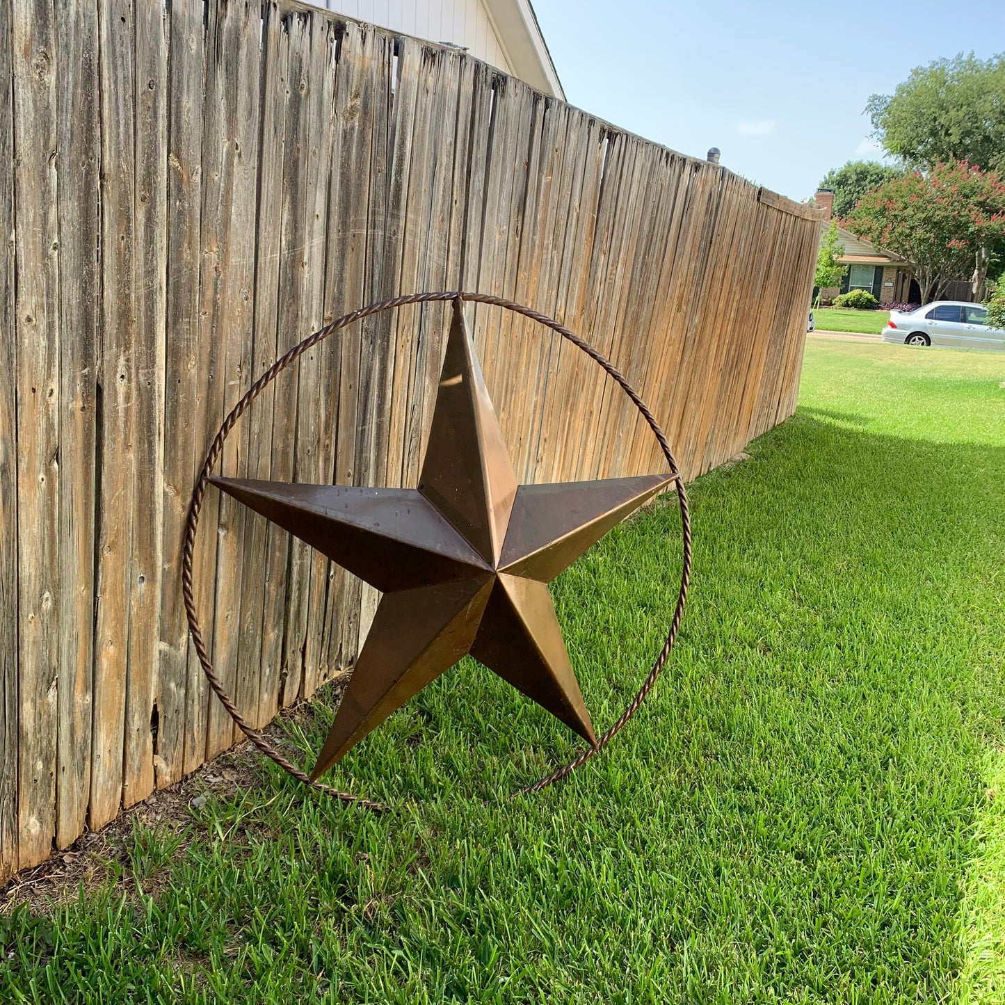 #EH10507 TEXAS GIANT 8,6,5,4 FOOT NATURAL RUSTIC SEALED UNPAINTED LARGE OVERSIZE METAL LONESTAR GENUINE RUST PATINA LONE STAR TWISTED ROPE RING 4,5,6,8 FOOT