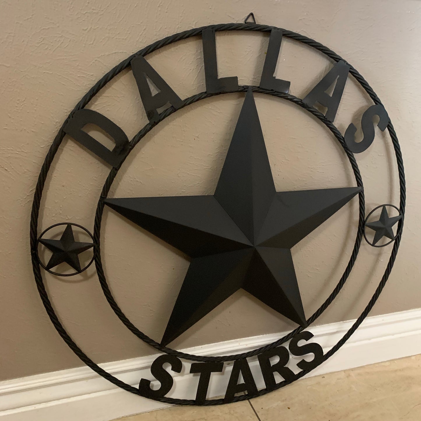 DALLAS STARS RUSTIC BLACK LONE STAR METAL HOCKEY TEAM WESTERN HOME DECOR CRAFT