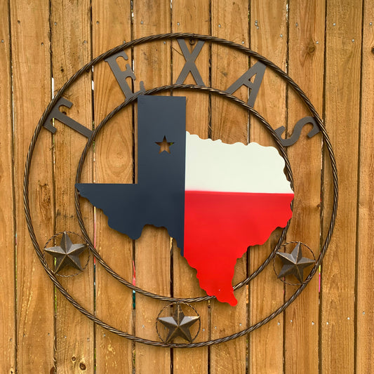 24",32" STATE OF TEXAS MAP BARN METAL WALL ART WESTERN HOME DECOR VINTAGE RUSTIC RED WHITE BLUE ART NEW