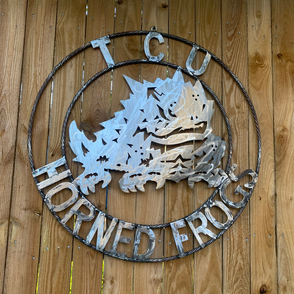 18",24",32" TCU HORNED FROGS RAW METAL CUSTOM VINTAGE CRAFT TEAM SIGN HANDMADE