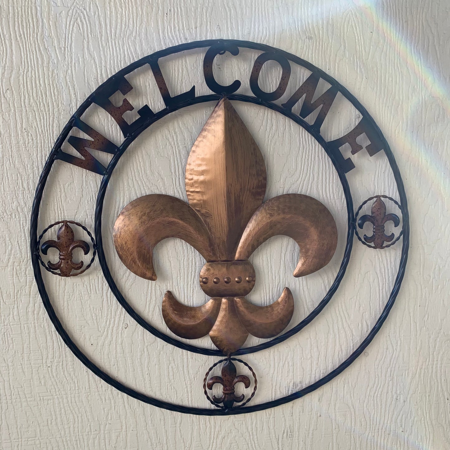 24", 32" WELCOME FLEUR DE LIS METAL WALL ART WESTERN HOME DECOR GOLD & BLACK #EH10251