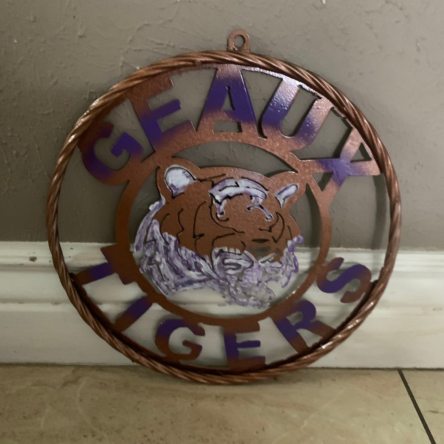12",18",24",32" GEAUX TIGERS CUSTOM VINTAGE METAL CRAFT TEAM WALL ART HANDMADE