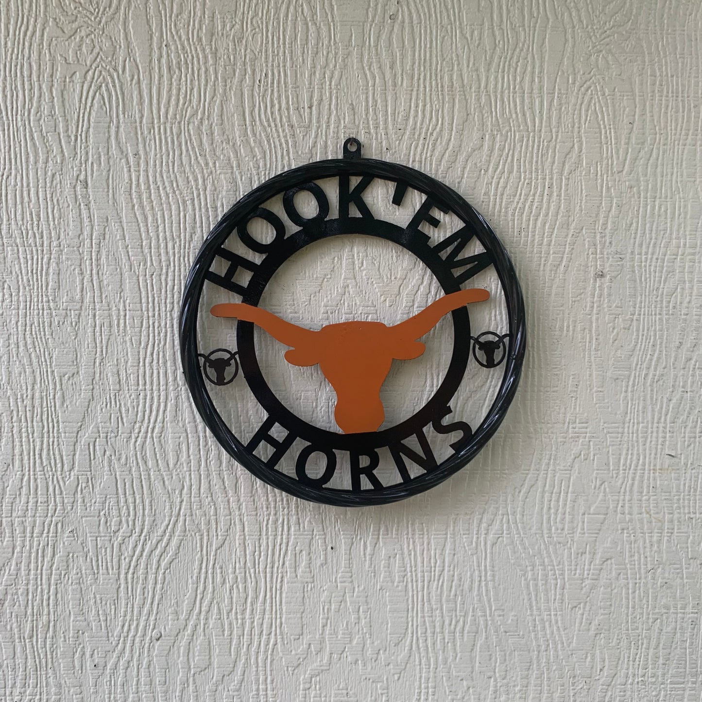 HOOKEM HORNS TEXAS LONGHORNS HOOK EM METAL CUSTOM VINTAGE CRAFT WALL ART TEAM SIGN HANDMADE