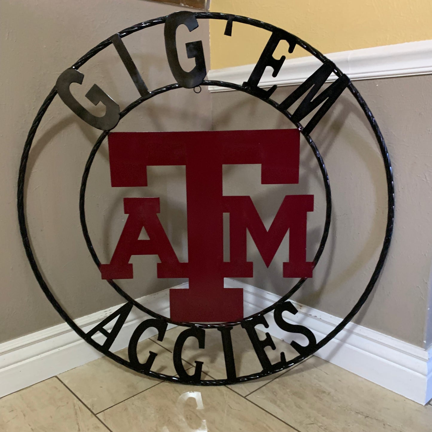 GIGEM AGGIES CUSTOM METAL VINTAGE CRAFT SIGN TEAM WESTERN HOME DECOR HANDMADE