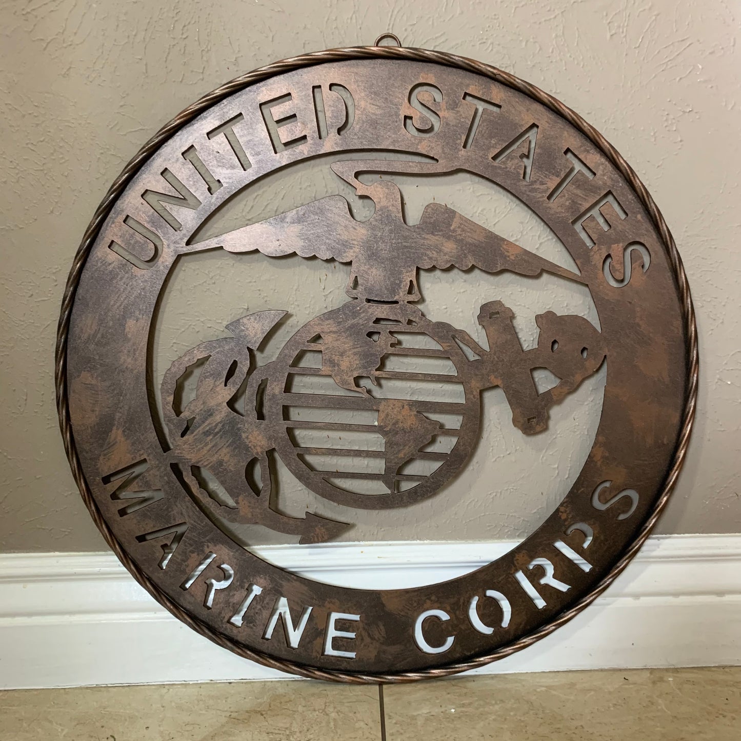 #EH10851 24" UNITED STATES MARINE CORPS MILITARY LASERCUT METAL WALL ART SIGN WESTERN HOME DECOR HANDMADE BRONZE