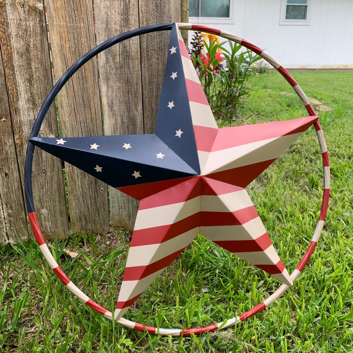 AMERICAN USA FLAG BARN STAR METAL RED BEIGE BLUE STAR 12",16",24",32"36",38",40",48