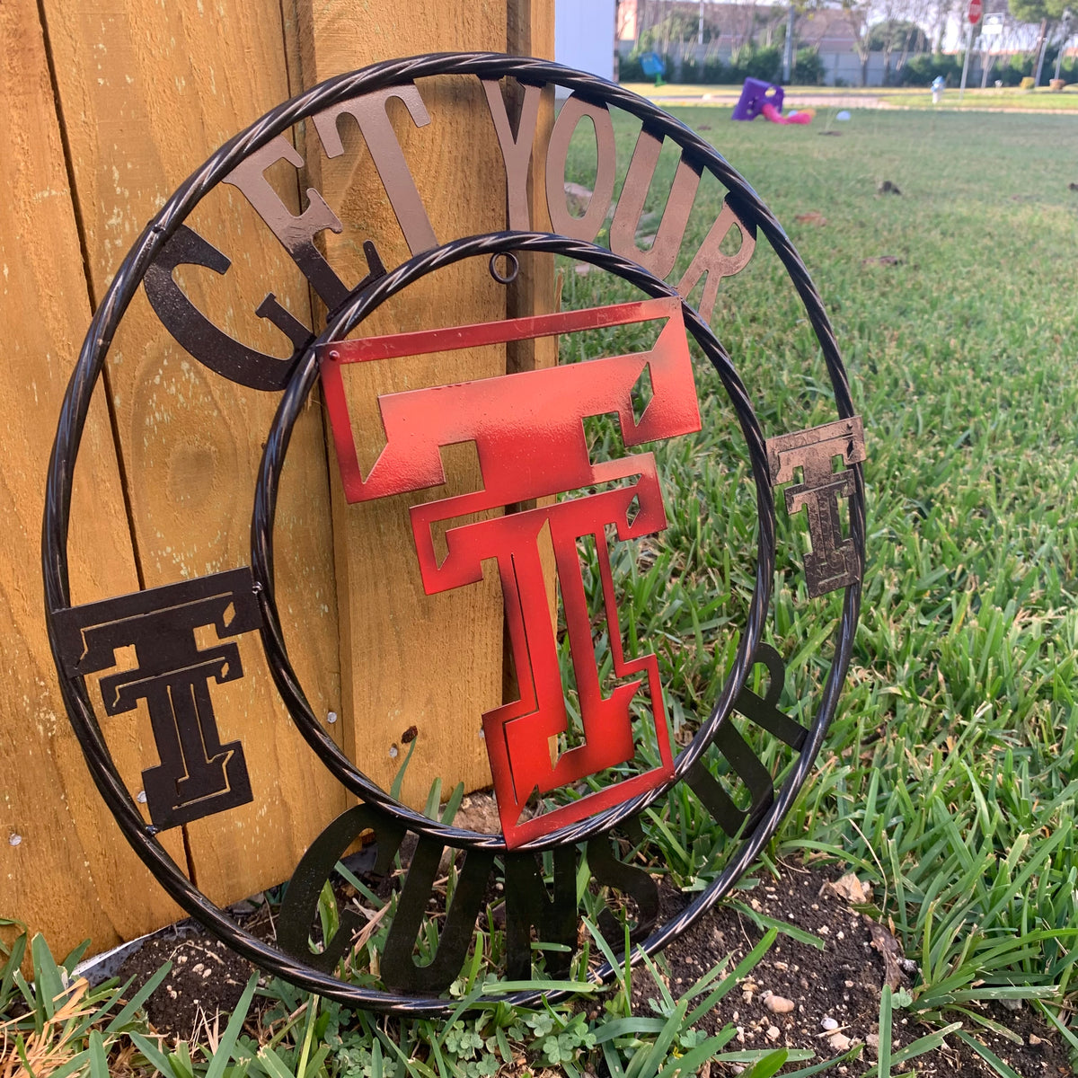 12", 18", 24", 32" GET YOUR GUNS UP TEXAS TECH CUSTOM METAL VINTAGE CRAFT TEAM SIGN