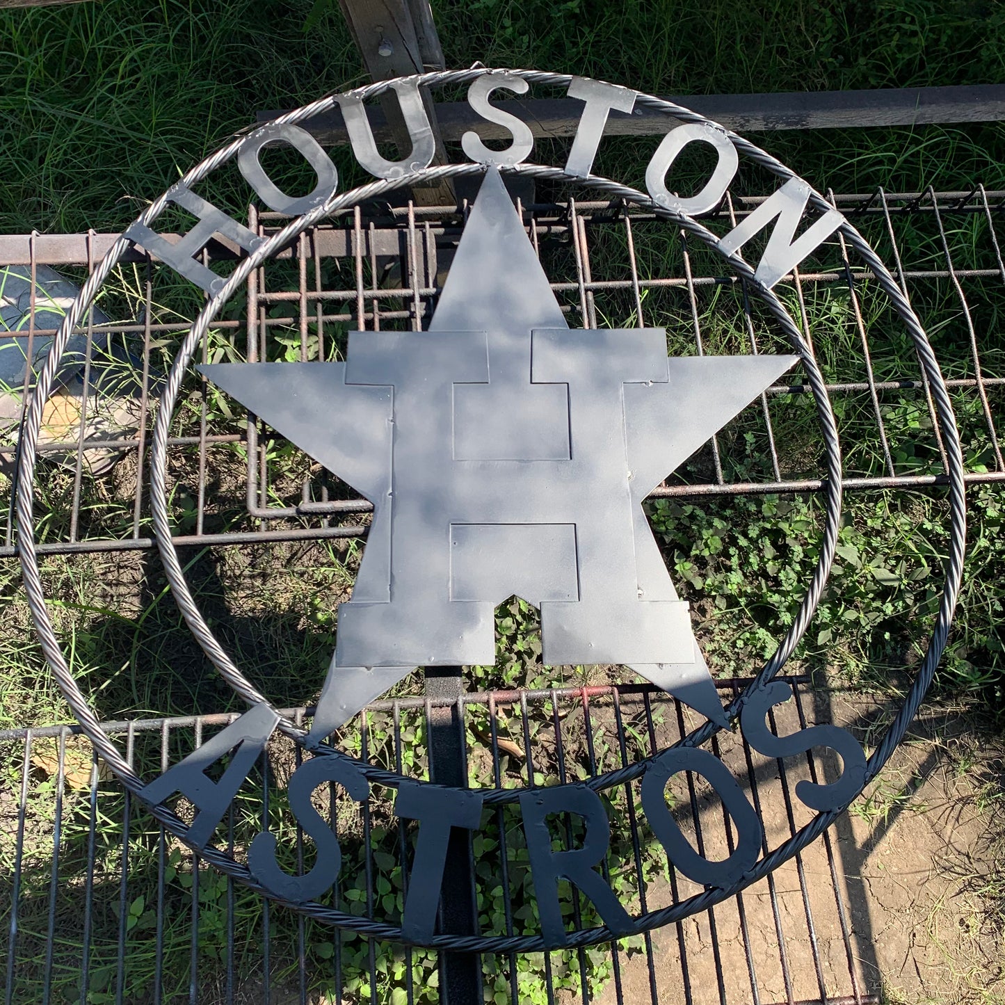 HOUSTON ASTROS CUSTOM METAL VINTAGE CRAFT SIGN TEAM ALL RUSTIC BLACK HANDMADE 12",18",24",32"