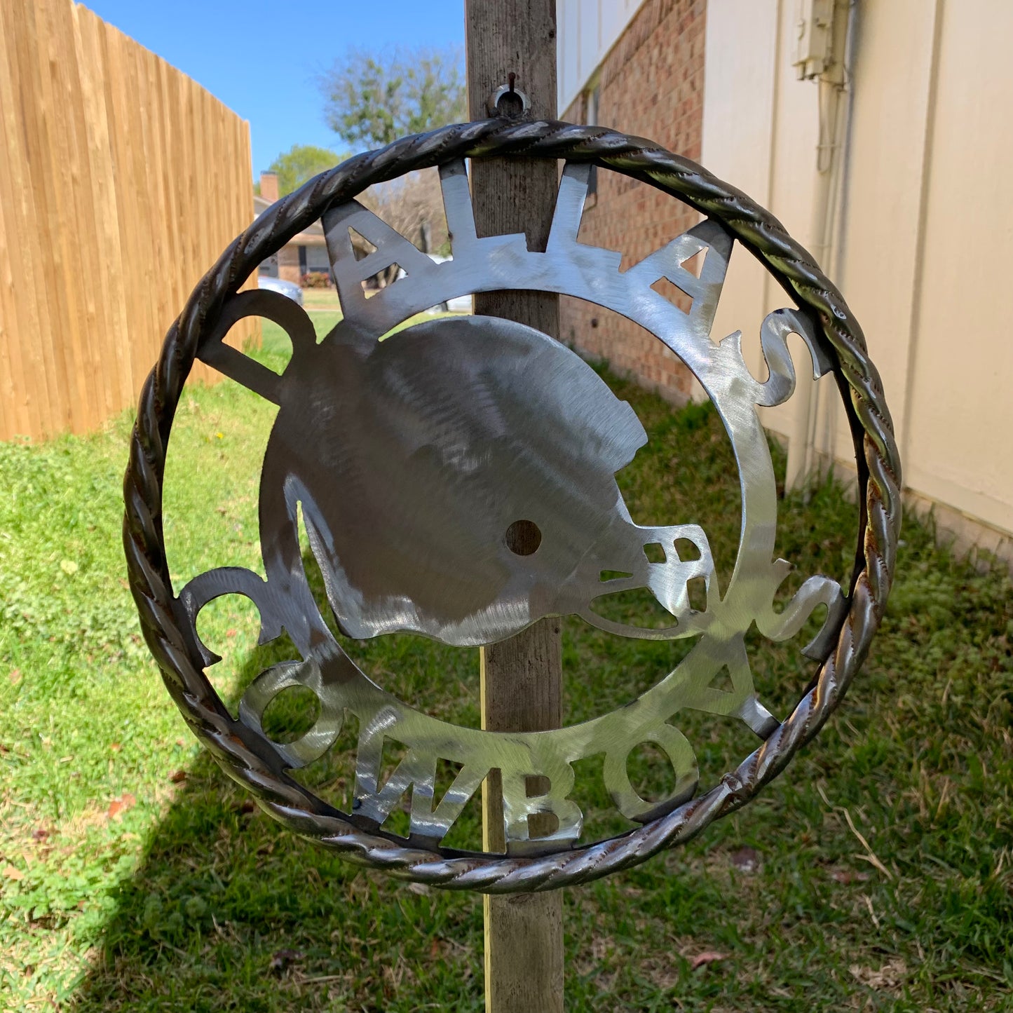 12", 18", 24", 32" DALLAS COWBOYS HELMET SIGN RAW METAL CUSTOM VINTAGE CRAFT WALL ART TEAM SIGN HANDMADE