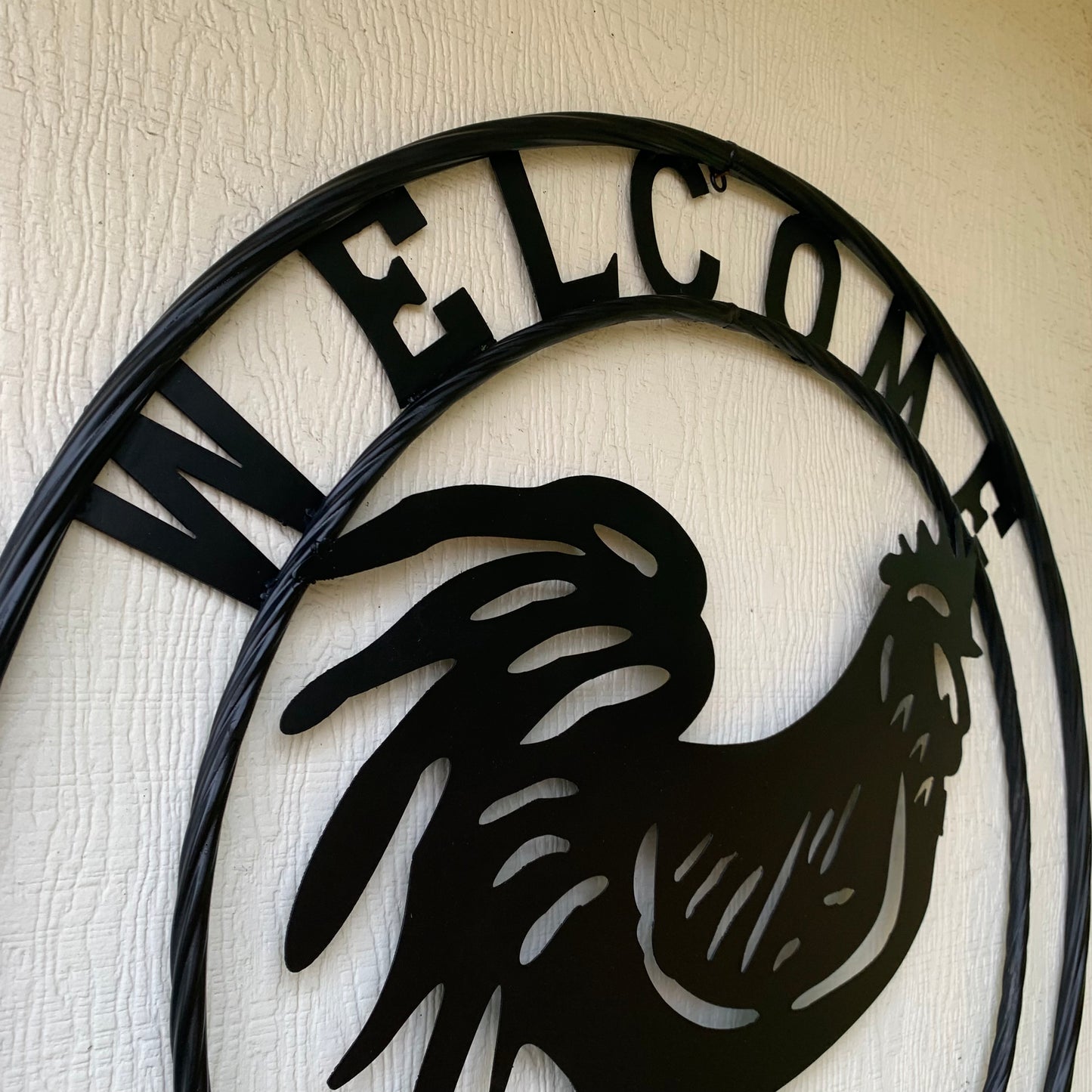 YOUR CUSTOM NAME BLACK ROOSTER LASERCUT METAL ART WITH RING DESIGN WESTERN METAL ANIMAL ART HOME WALL DECOR BRAND NEW