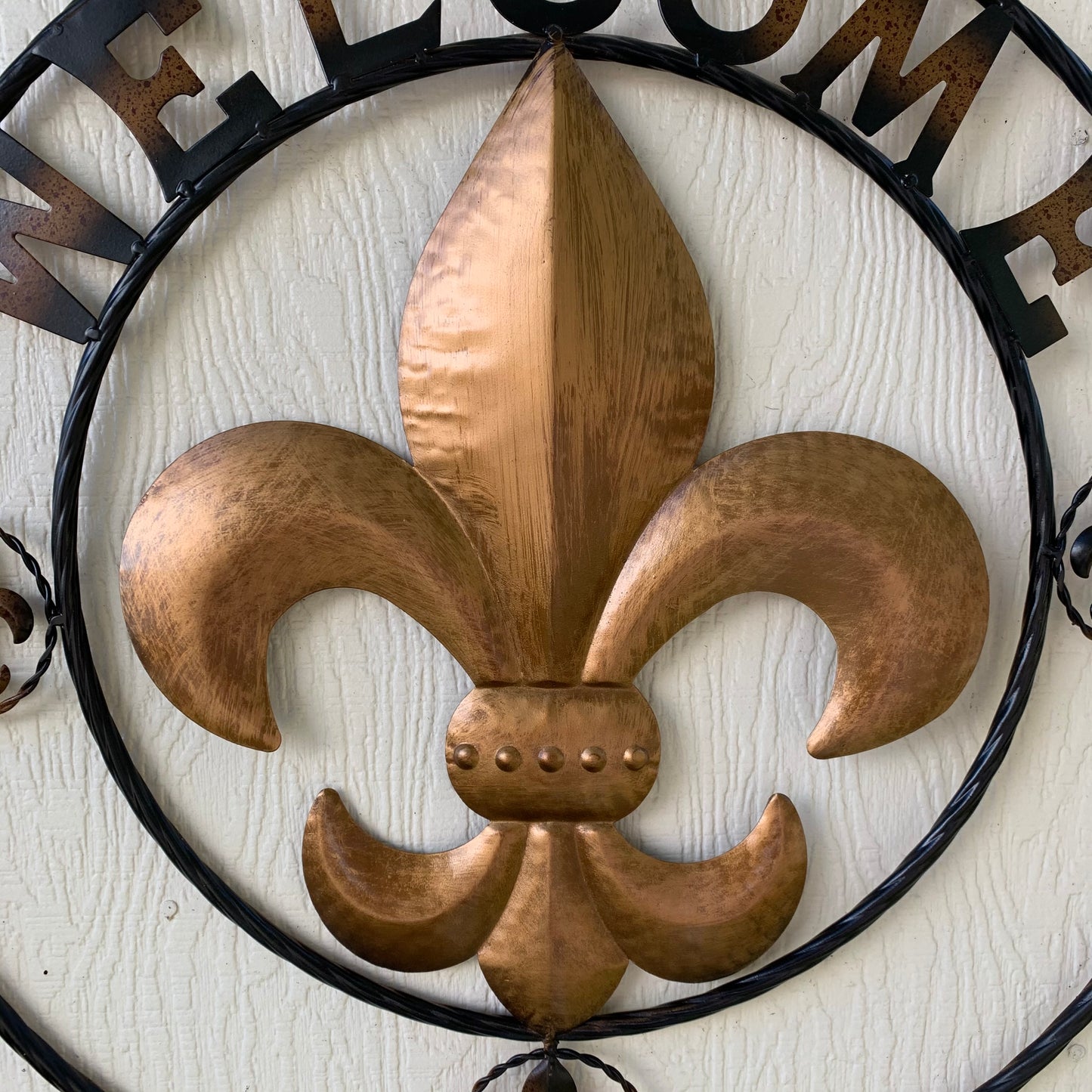 24", 32" WELCOME FLEUR DE LIS METAL WALL ART WESTERN HOME DECOR GOLD & BLACK #EH10251