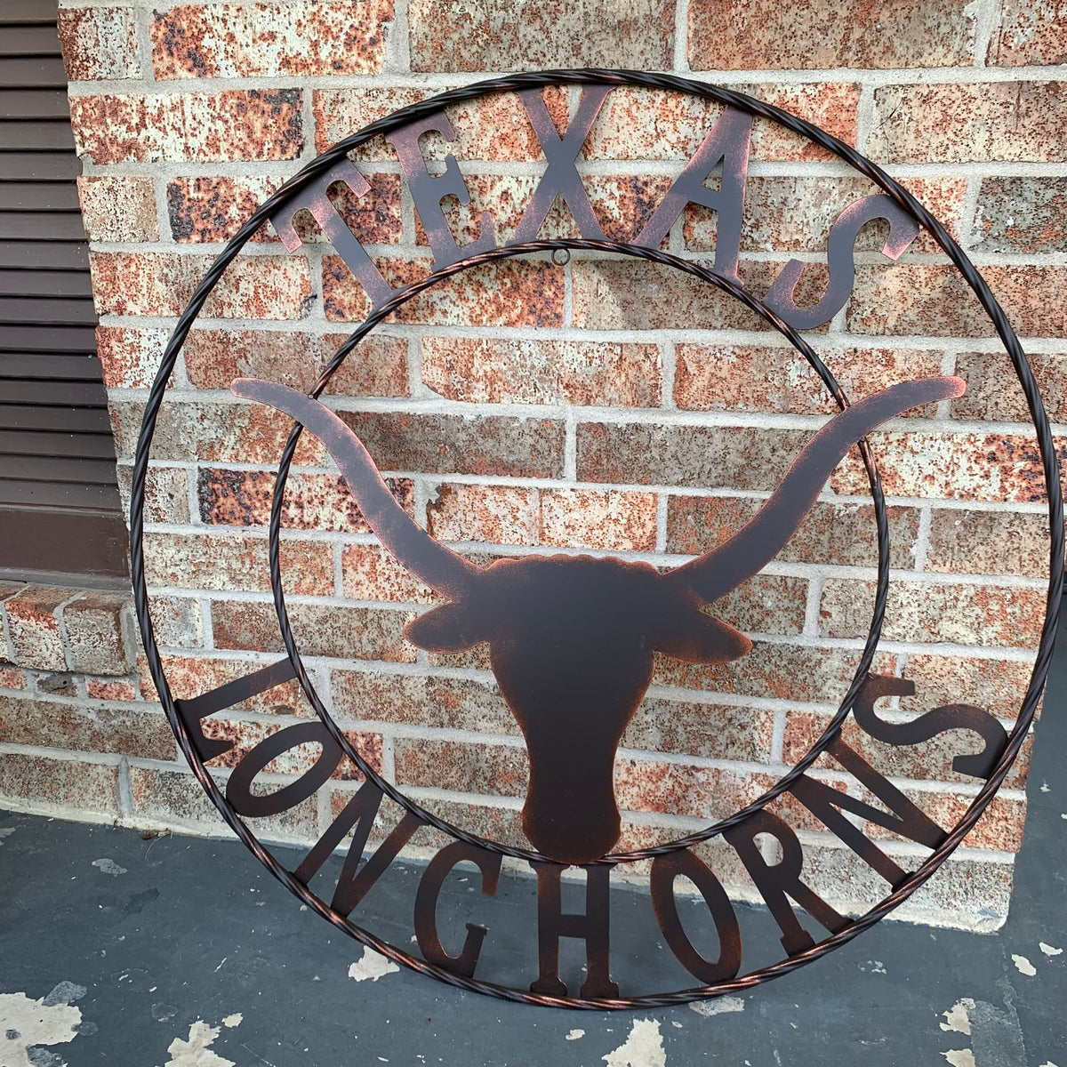 TEXAS LONGHORNS CUSTOM METAL VINTAGE CRAFT SIGN TEAM ART WESTERN HOME DECOR RUSTIC BRONZE HANDMADE #EH12565