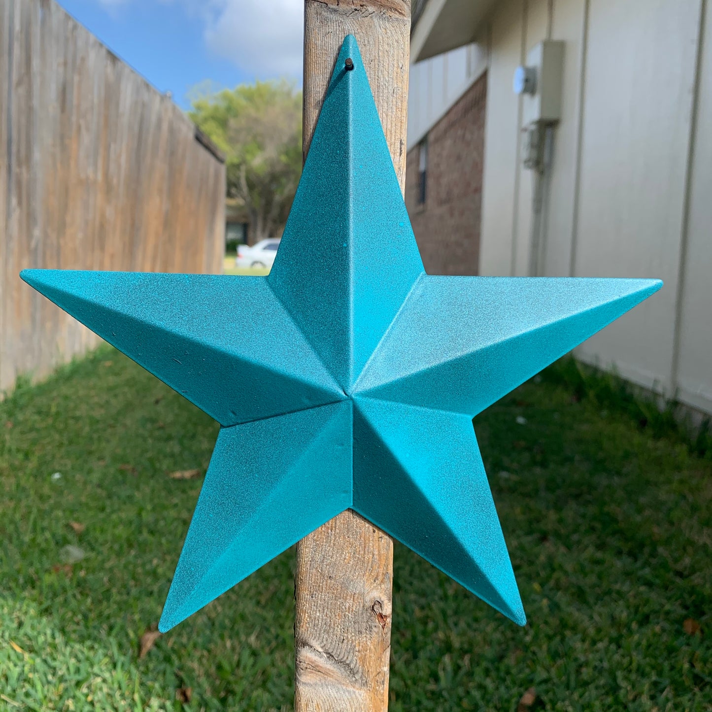 #EH10474 RUSTIC TURQUOISE DISTRESSED TWO TONE BARN METAL STAR WESTERN HOME DECOR ART NEW