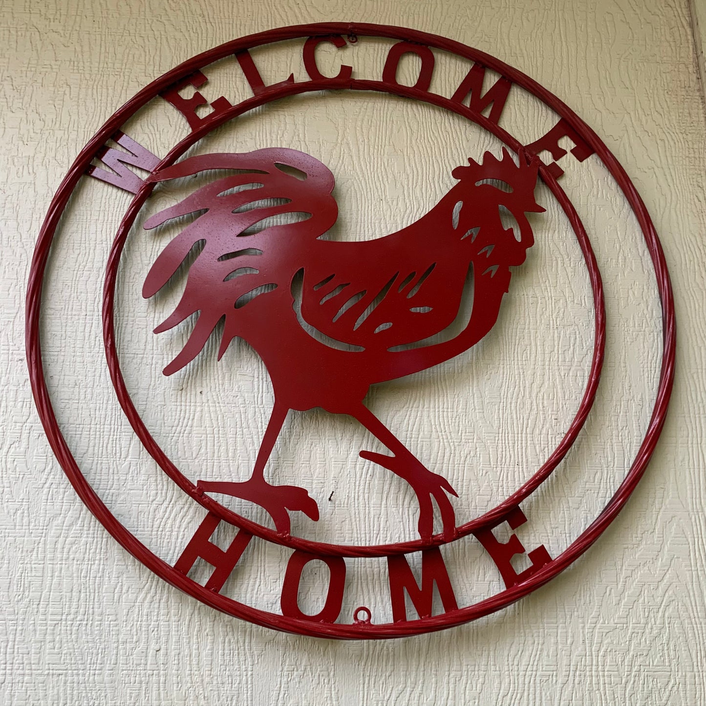 YOUR CUSTOM NAME RED ROOSTER LASERCUT METAL ART WITH RING DESIGN WESTERN METAL ANIMAL ART HOME WALL DECOR BRAND NEW