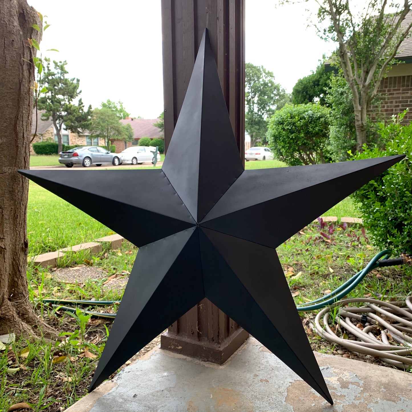 #EH10479 12", 16", 24", 30", 36" RUSTIC BLACK BARN STAR NO RING DAVID STAR 5 POINT WESTERN HOME DECOR HAND PAINTED