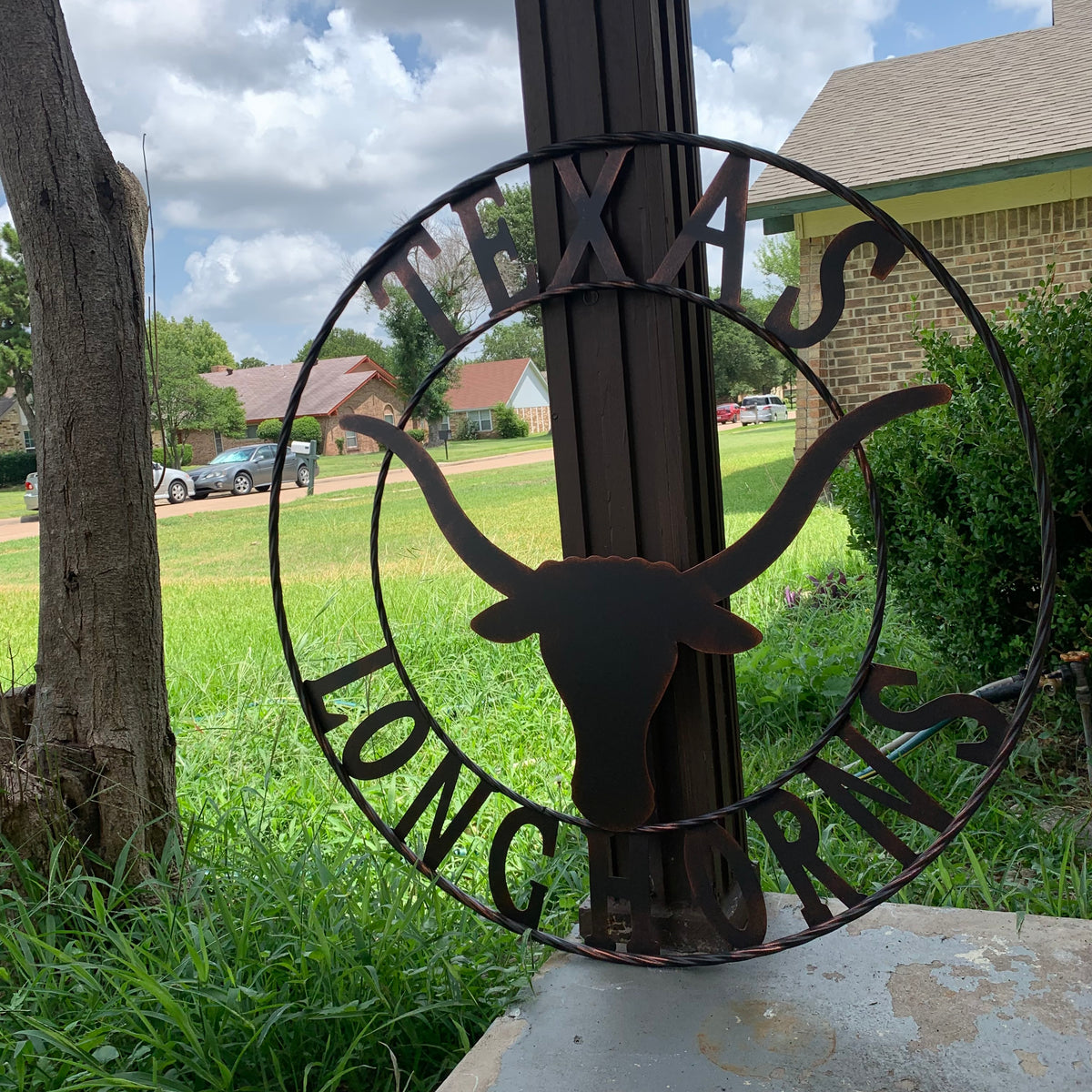 TEXAS LONGHORNS CUSTOM METAL VINTAGE CRAFT SIGN TEAM ART WESTERN HOME DECOR RUSTIC BRONZE HANDMADE #EH12565