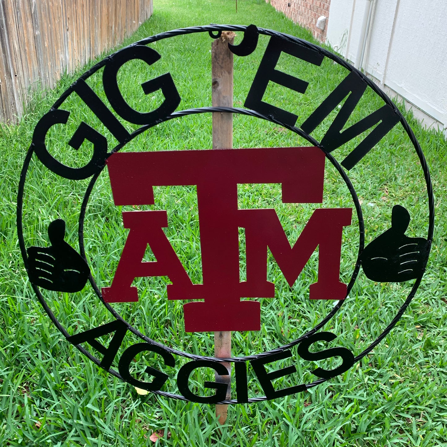 GIGEM AGGIES TEXAS A&M CUSTOM METAL VINTAGE CRAFT TEAM SIGN WESTERN HOME DECOR HANDMADE