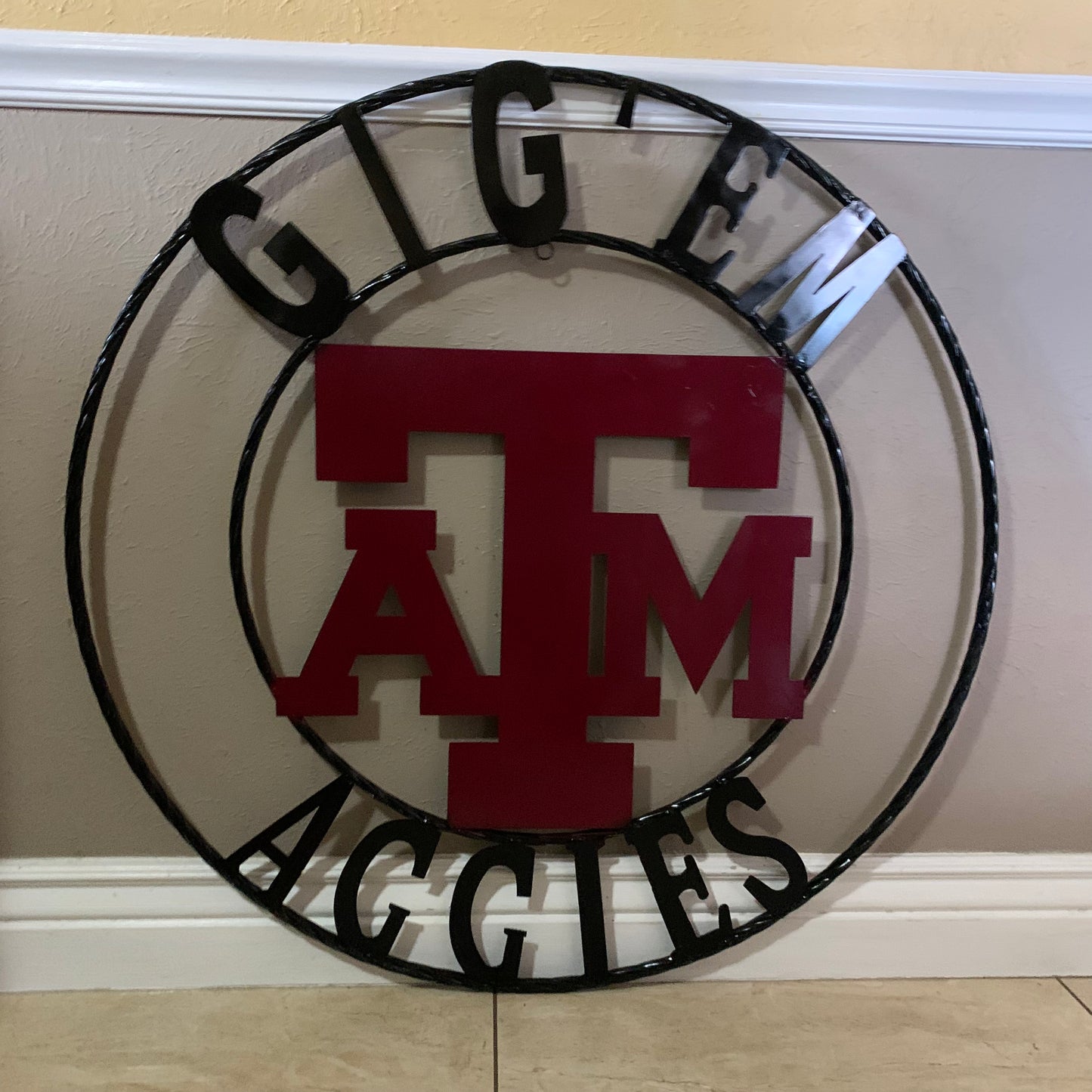 GIGEM AGGIES CUSTOM METAL VINTAGE CRAFT SIGN TEAM WESTERN HOME DECOR HANDMADE