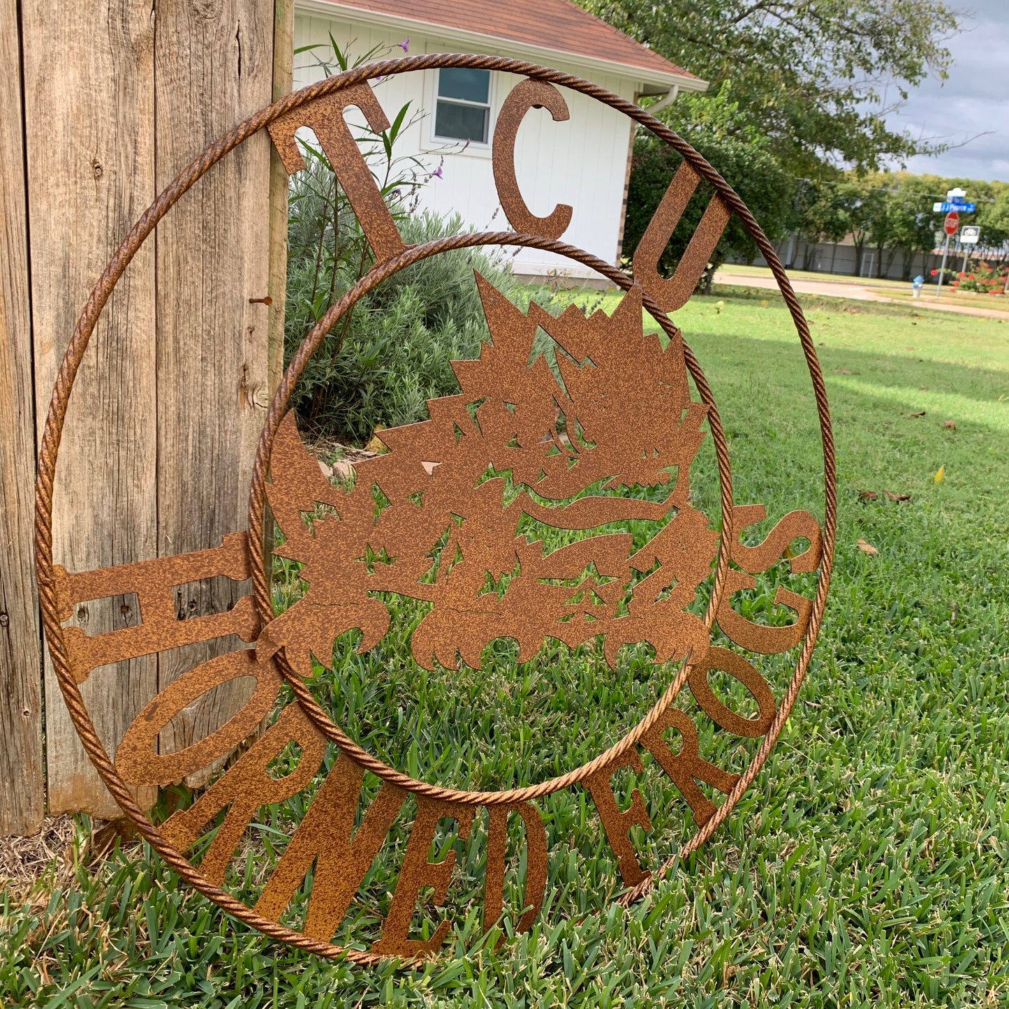 12", 18", 24", 32" TCU HORNED FROGS CUSTOM VINTAGE CRAFT METAL TEAM SIGN HANDMADE