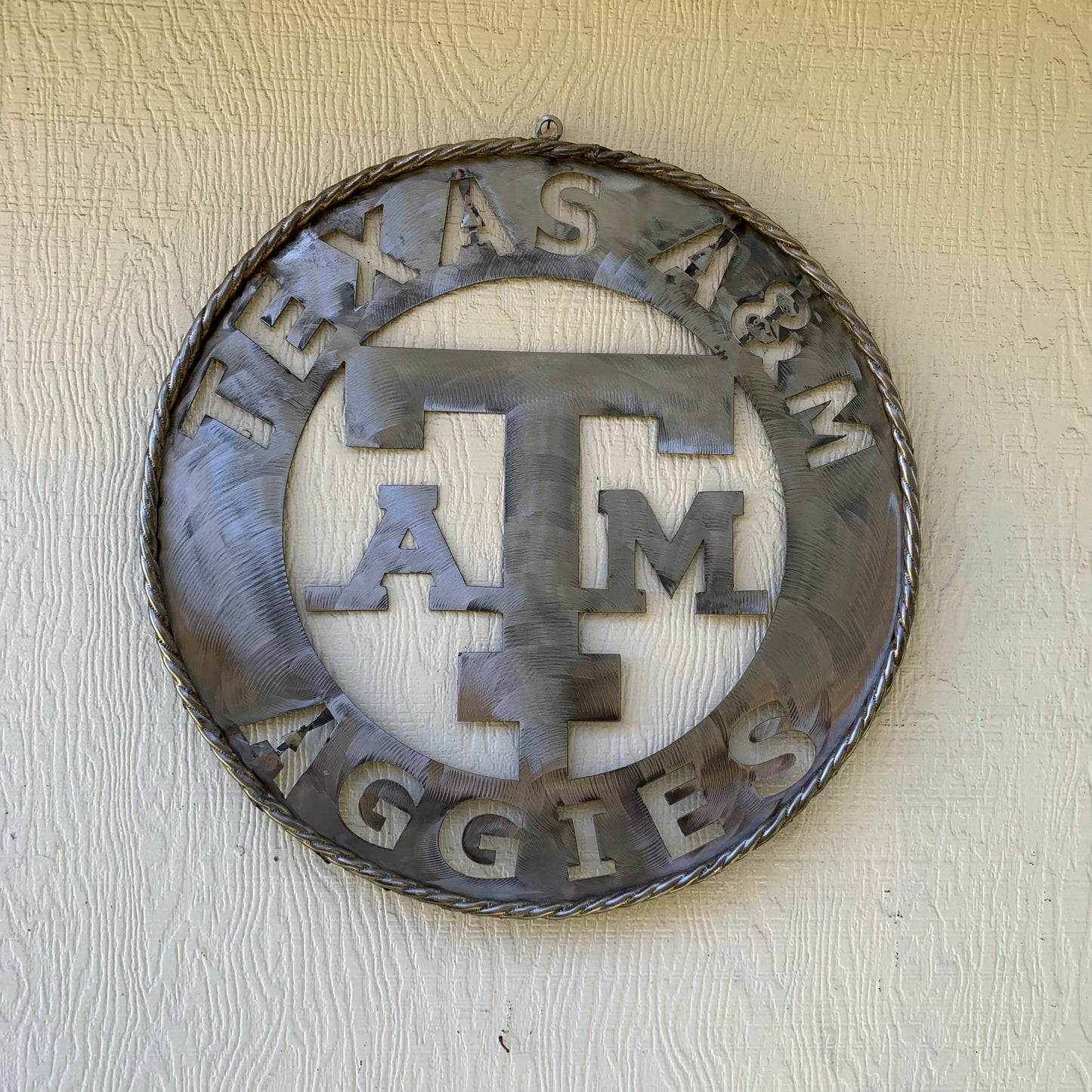 TEXAS A&M WIDE BAND RAW METAL CUSTOM VINTAGE CRAFT WALL ART TEAM SIGN HANDMADE