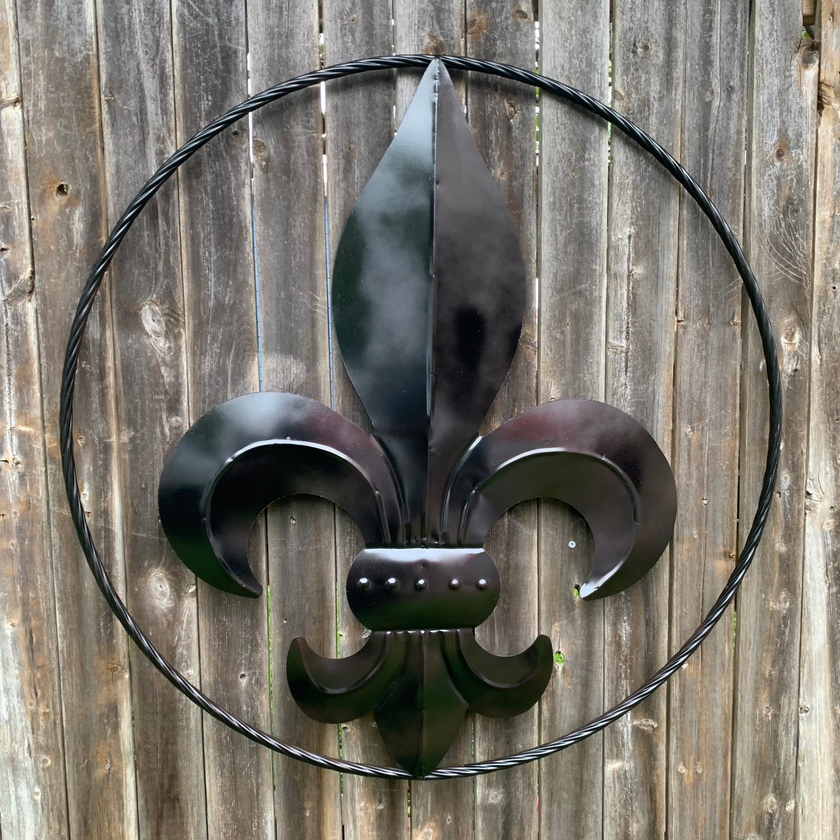 24", 36" GLOSS BLACK FLEUR DE LIS METAL WALL ART SIGN WESTERN HOME DECOR HANDMADE NEW #EH10645