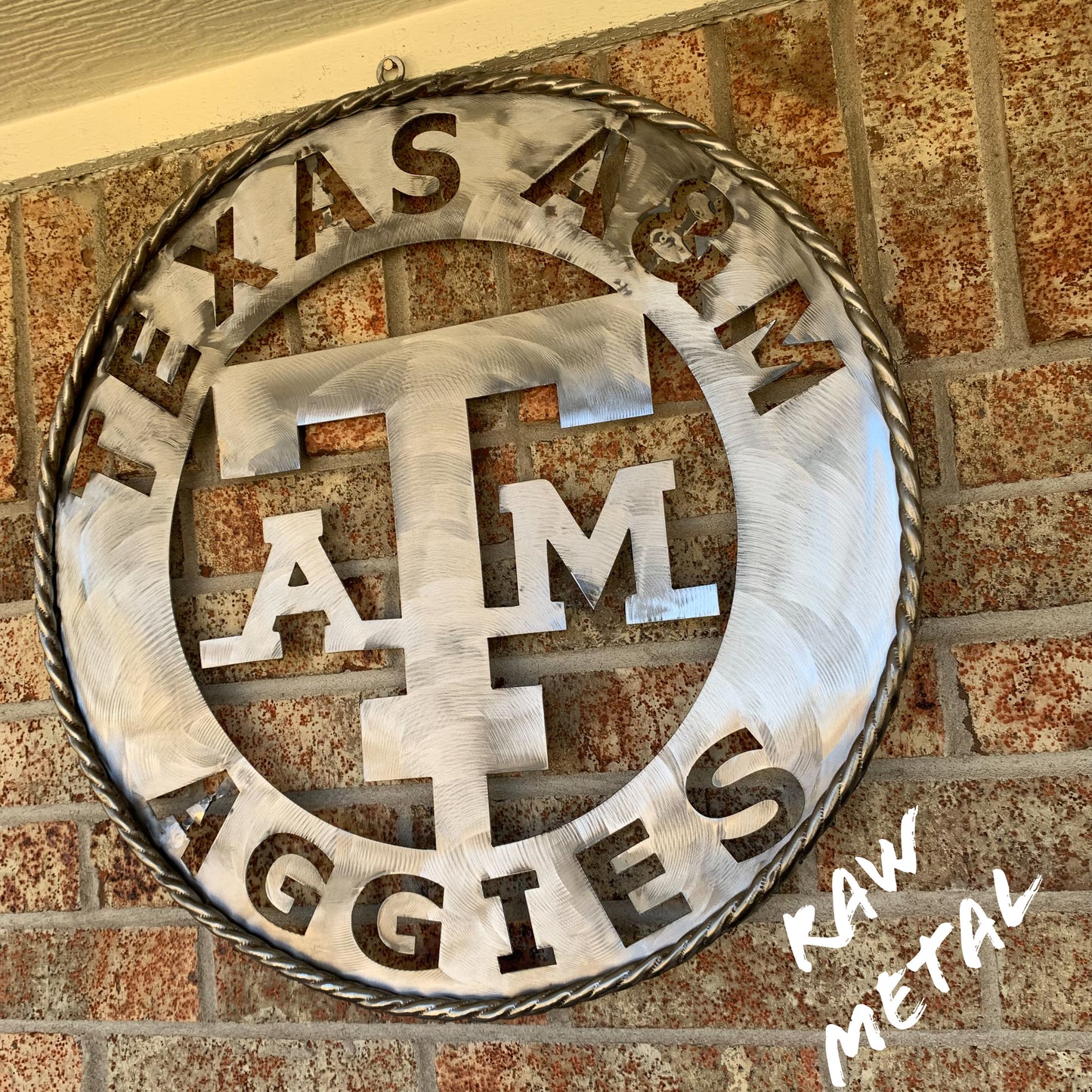 TEXAS A&M WIDE BAND RAW METAL CUSTOM VINTAGE CRAFT WALL ART TEAM SIGN HANDMADE