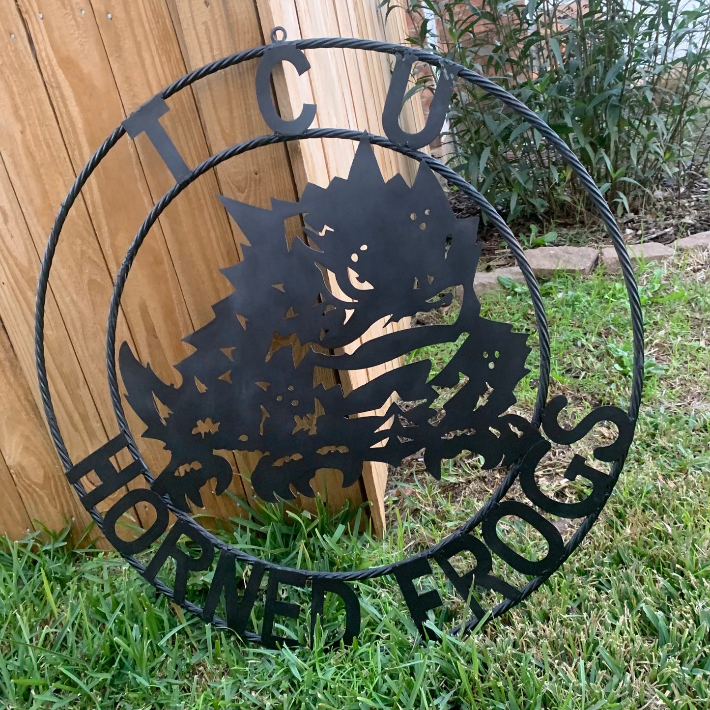 TCU HORNED FROGS BLACK CUSTOM METAL VINTAGE CRAFT TEAM SIGN HANDMADE