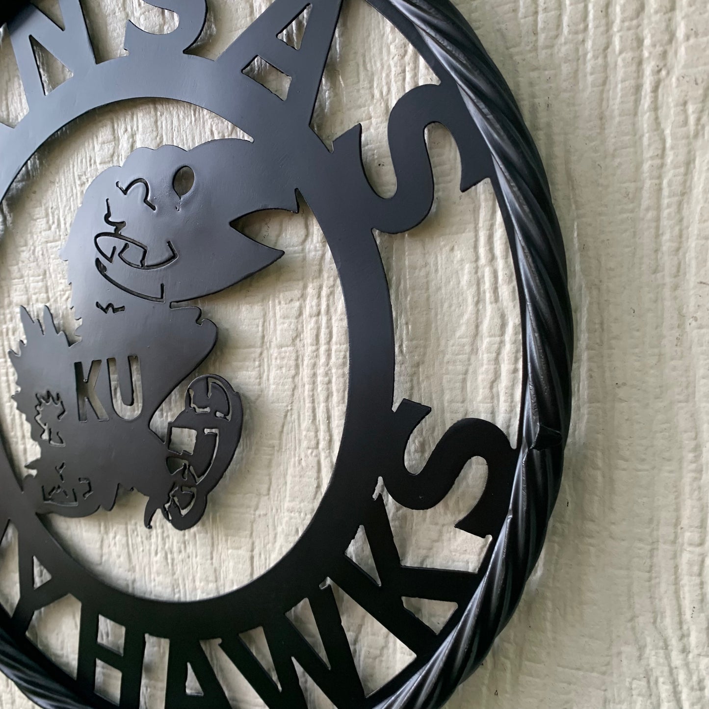 KANSAS JAYHAWKS BLACK METAL CUSTOM VINTAGE CRAFT WALL ART TEAM SIGN HANDMADE