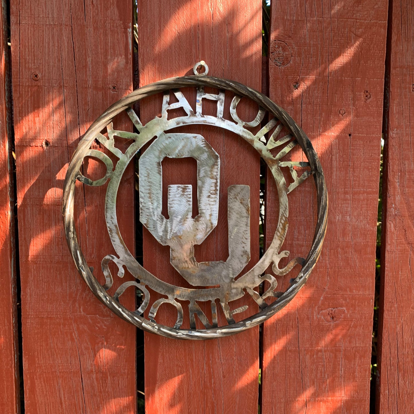 12", 18", 24", 32" OU OKLAHOMA SOONERS RAW METAL CUSTOM VINTAGE CRAFT WALL ART TEAM SIGN HANDMADE