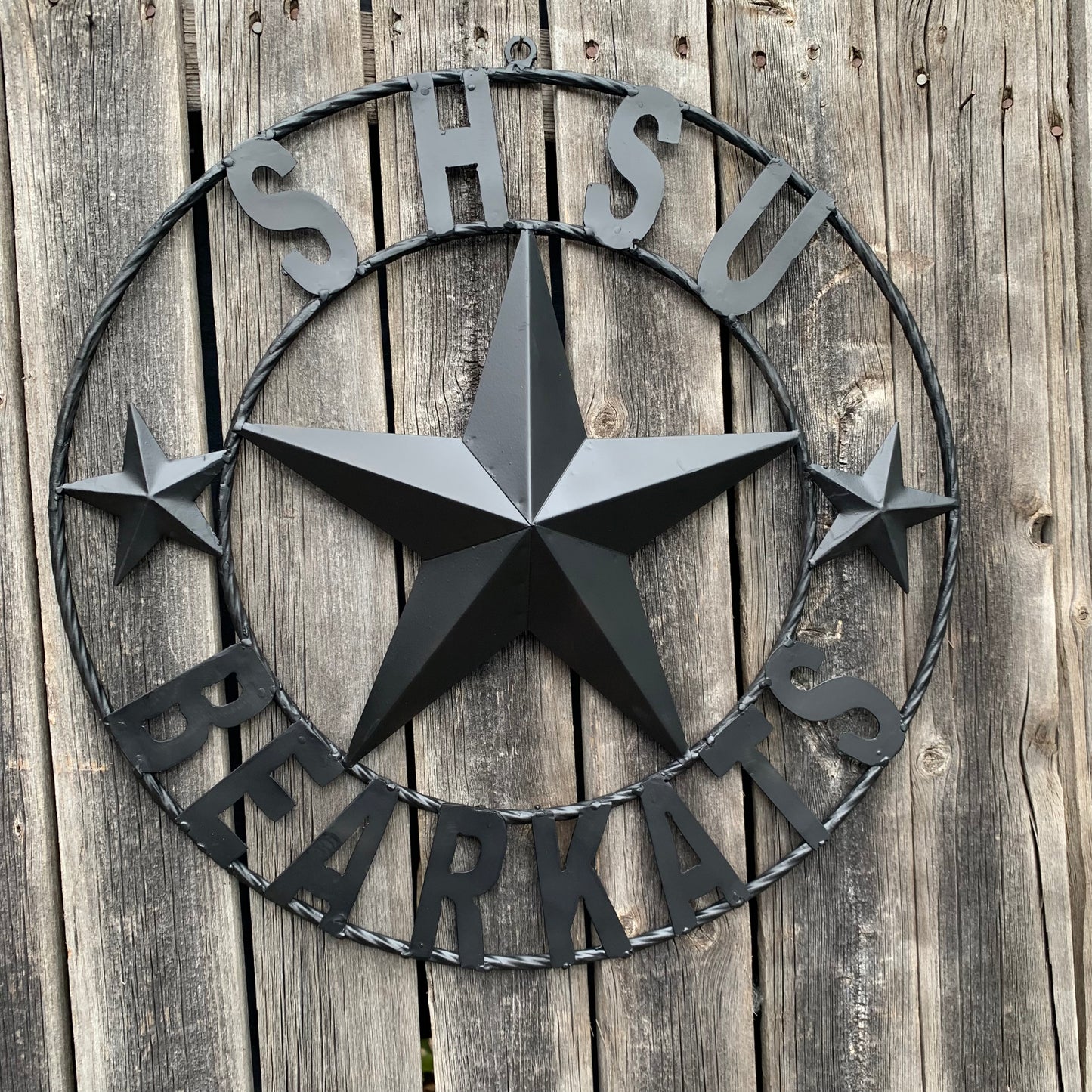 24",32" SHSU SAM HOUSTON BEARKATS RUSTIC BLACK METAL CUSTOM VINTAGE CRAFT RUSTIC BLACK TEAM STAR HANDMADE
