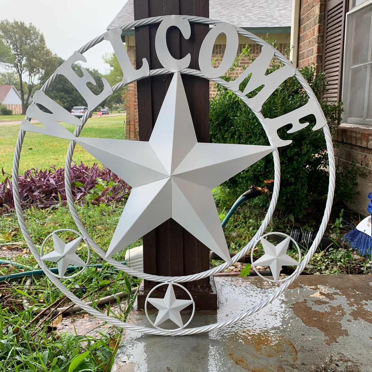 WELCOME WHITE STAR BARN STAR METALTWISTED ROPE RING LONESTAR WESTERN HOME DECOR HANDAMDE NEW 18",20",24",32",36",40",50"