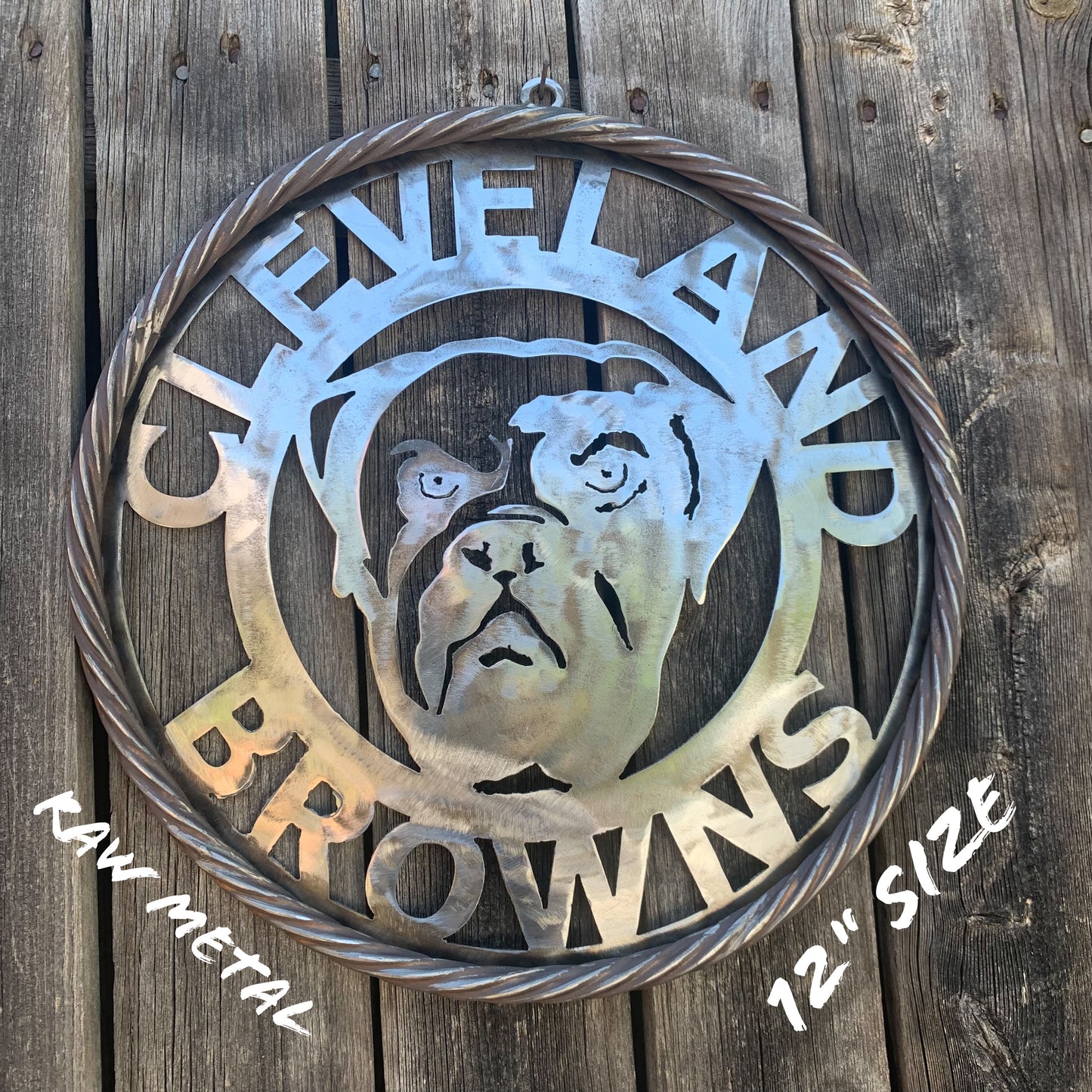 CLEVELAND BROWNS RAW METAL CUSTOM VINTAGE CRAFT ART HANDMADE RUSTIC BLACK