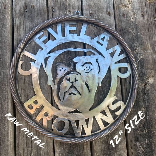CLEVELAND BROWNS RAW METAL CUSTOM VINTAGE CRAFT ART HANDMADE RUSTIC BLACK