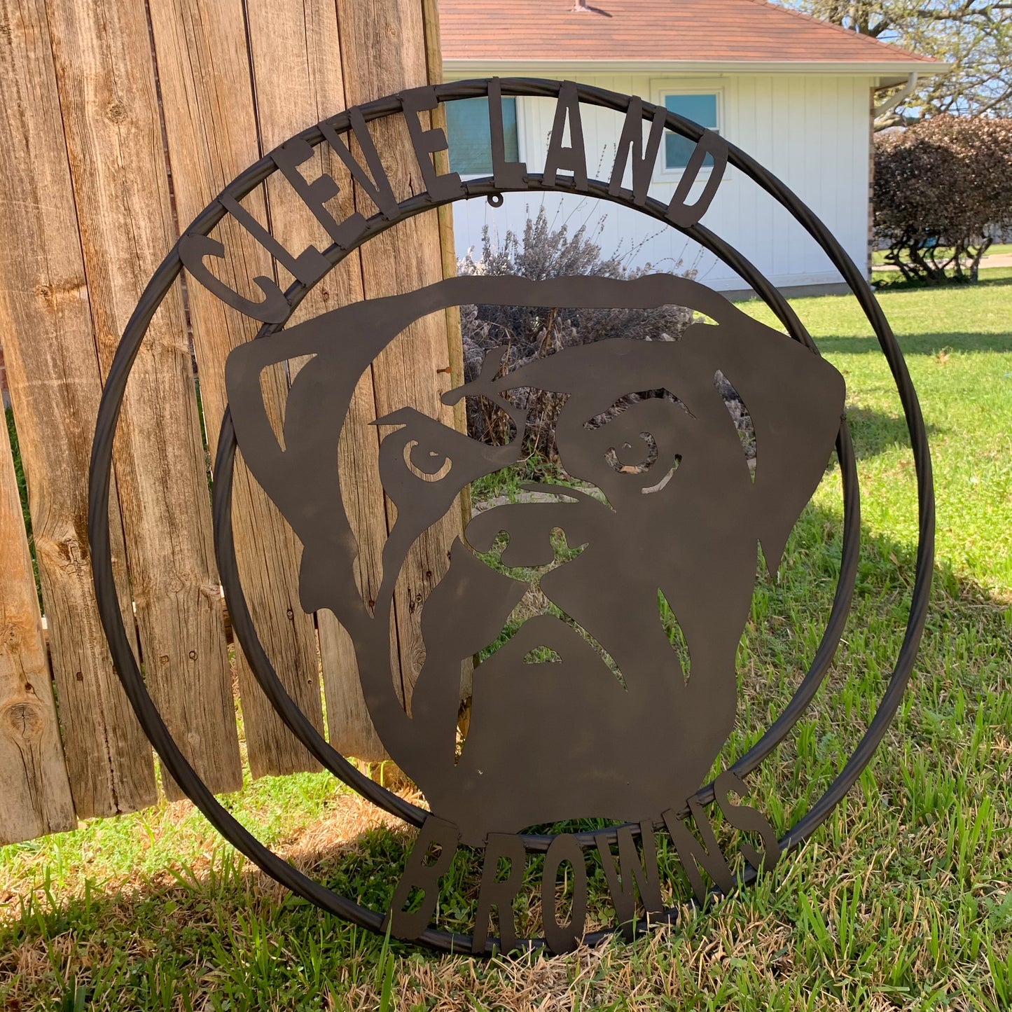 CLEVELAND BROWNS METAL CUSTOM VINTAGE CRAFT ART HANDMADE RUSTIC BLACK