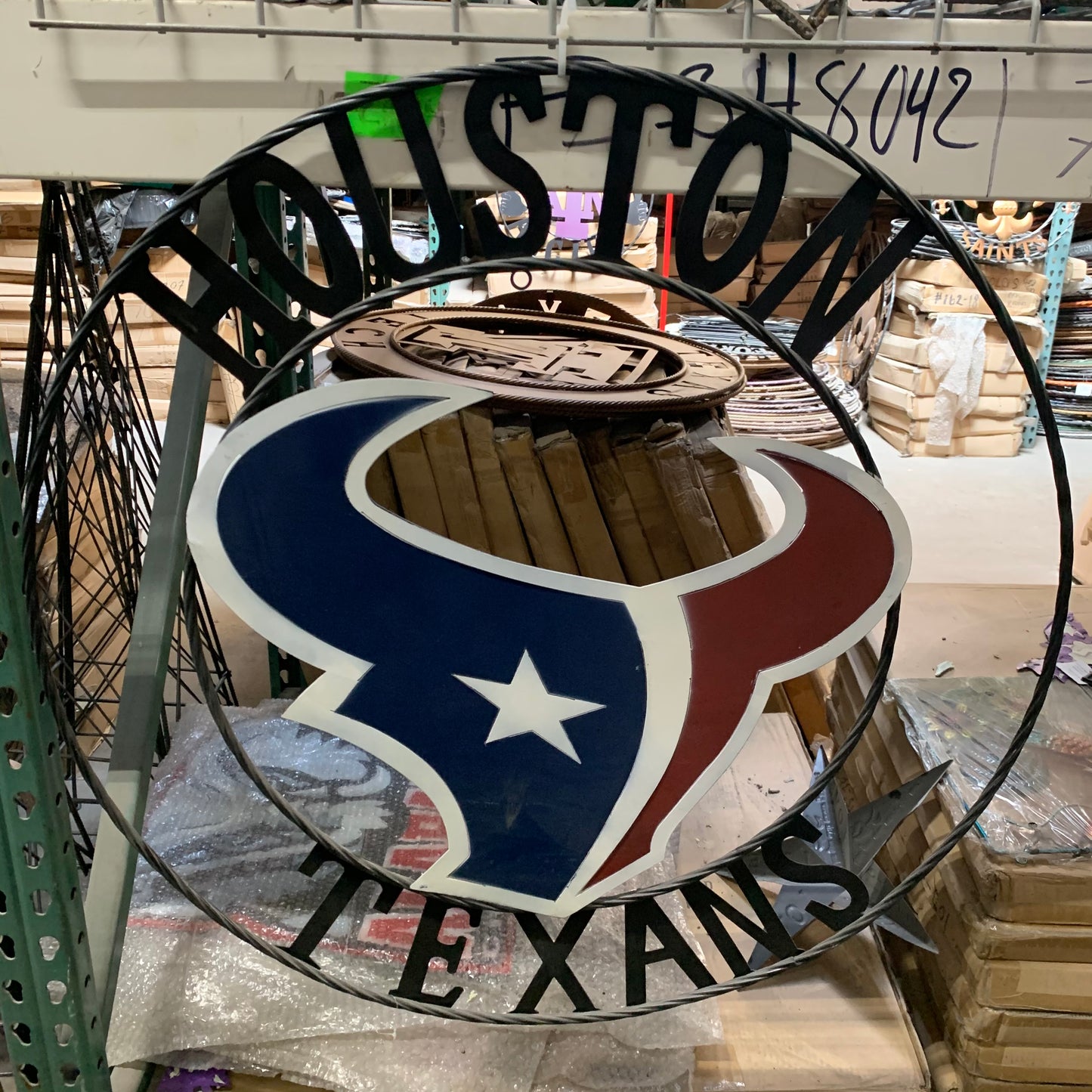 HOUSTON TEXANS CUSTOM METAL VINTAGE CRAFT SIGN WALL ART WESTERN HOME DECOR HANDMADE 18",24",32",36",40",50"