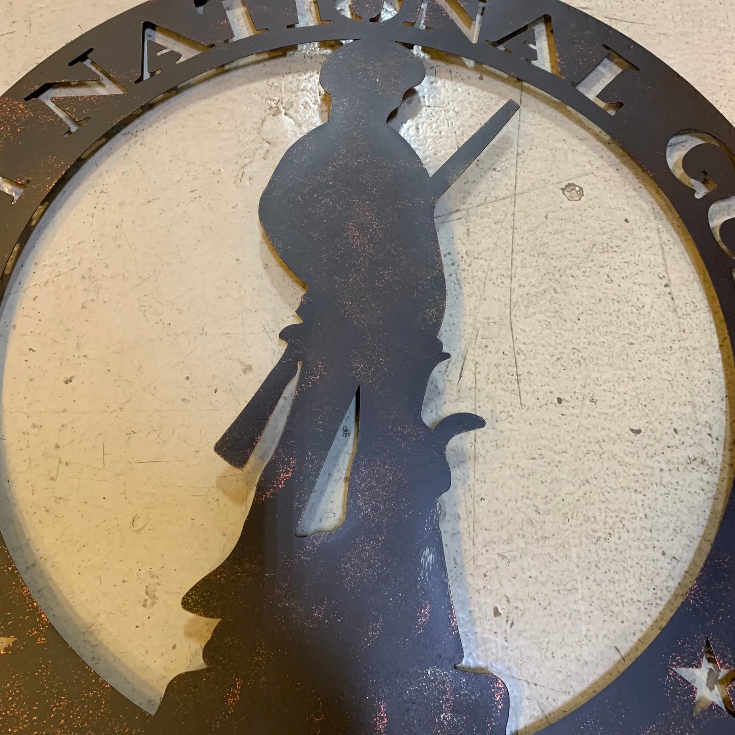 24" ARMY NATIONAL GUARD CUSTOM METAL VINTAGE CRAFT METAL WALL ART WESTERN HOME DECOR